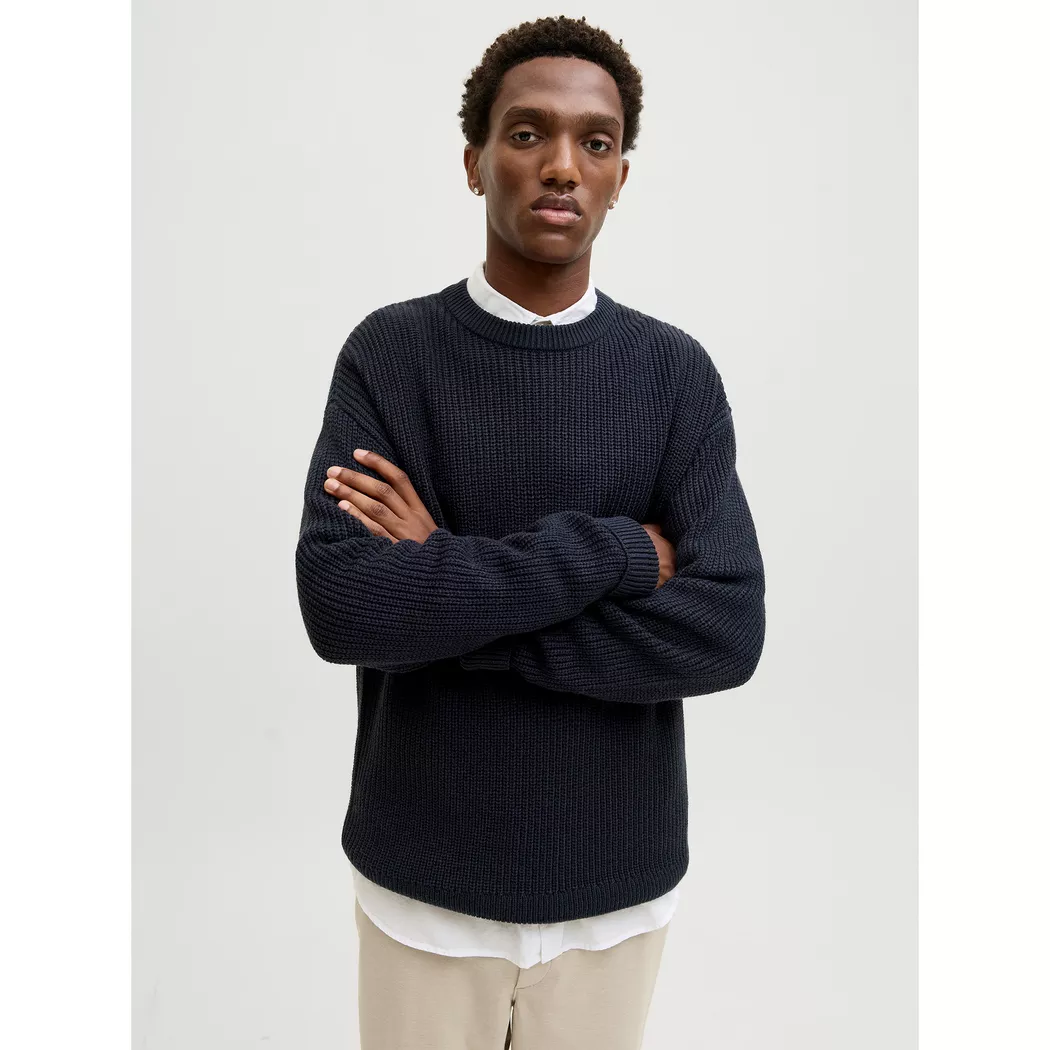 Rundhalspullover JACK & JONES "JJKAITO KNIT CREW NECK BF", Herren, Gr. S, blau (sky captain), Strick, Obermaterial: 70% Polyacryl, 30% Baumwolle, unifarben, relaxed fit normal, Rundhals, Pullover Rundhalspullover