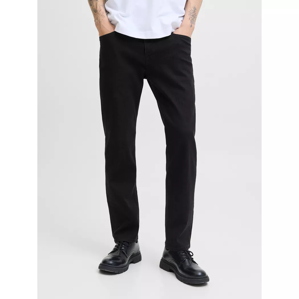 Regular-fit-Jeans JACK & JONES "JJICLARK mit Used-Look und Stretch für den Alltag", Herren, Gr. 29, Länge 32, schwarz (schwarz denim), Denim/Jeans, Obermaterial: 80% Baumwolle, 15% Lyocell, 3% Elastomultiester, 2% Elasthan, Abriebeffekte, regular fit lang
