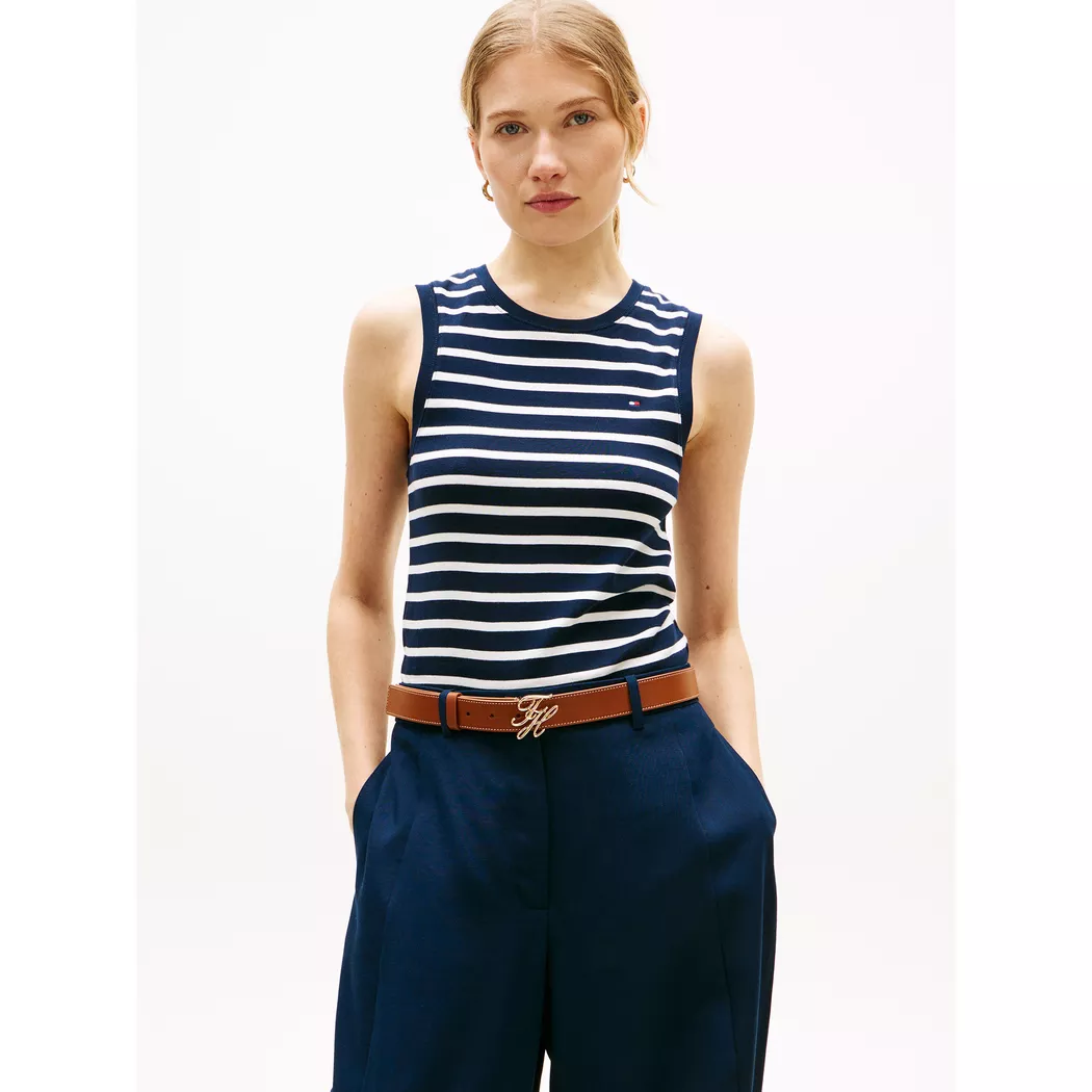 Tommy Hilfiger T-shirt Sans Manches Cody Breton Stripe Dark Night / Ecru XS Femme
