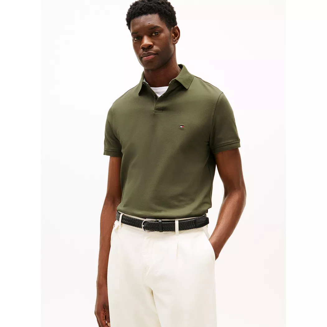 Tommy Hilfiger pour homme. MW0MW17770 Polo en piqué texturé 1985 Collection vert (XXL), Casuel, Coton, Manche courte