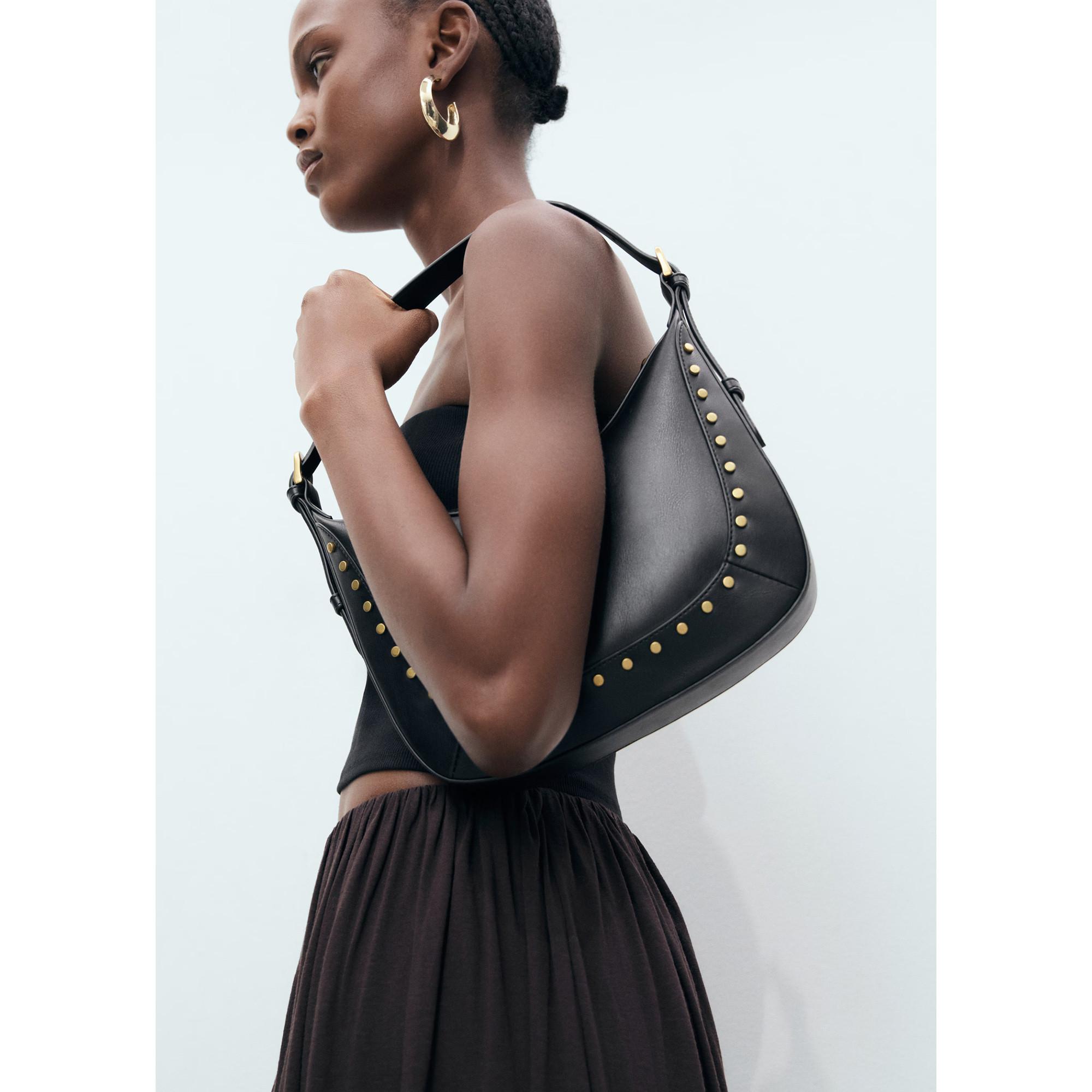 MANGO Sac à Bandoulière avec Clous Décoratifs  