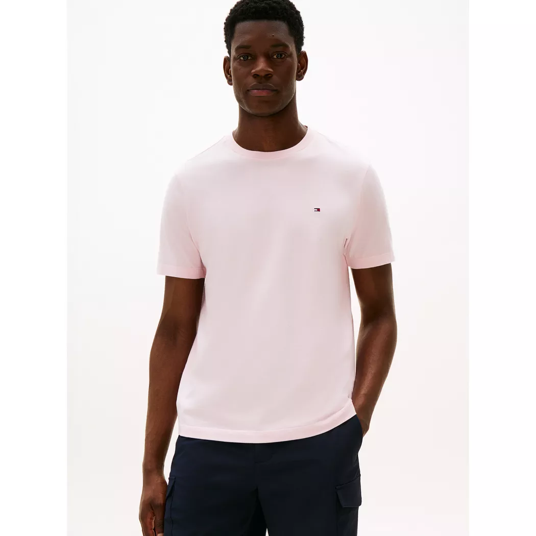 Tommy Hilfiger pour homme. MW0MW39995 T-shirt avec logo brodé rose (XL), Casuel, Coton, Manche courte