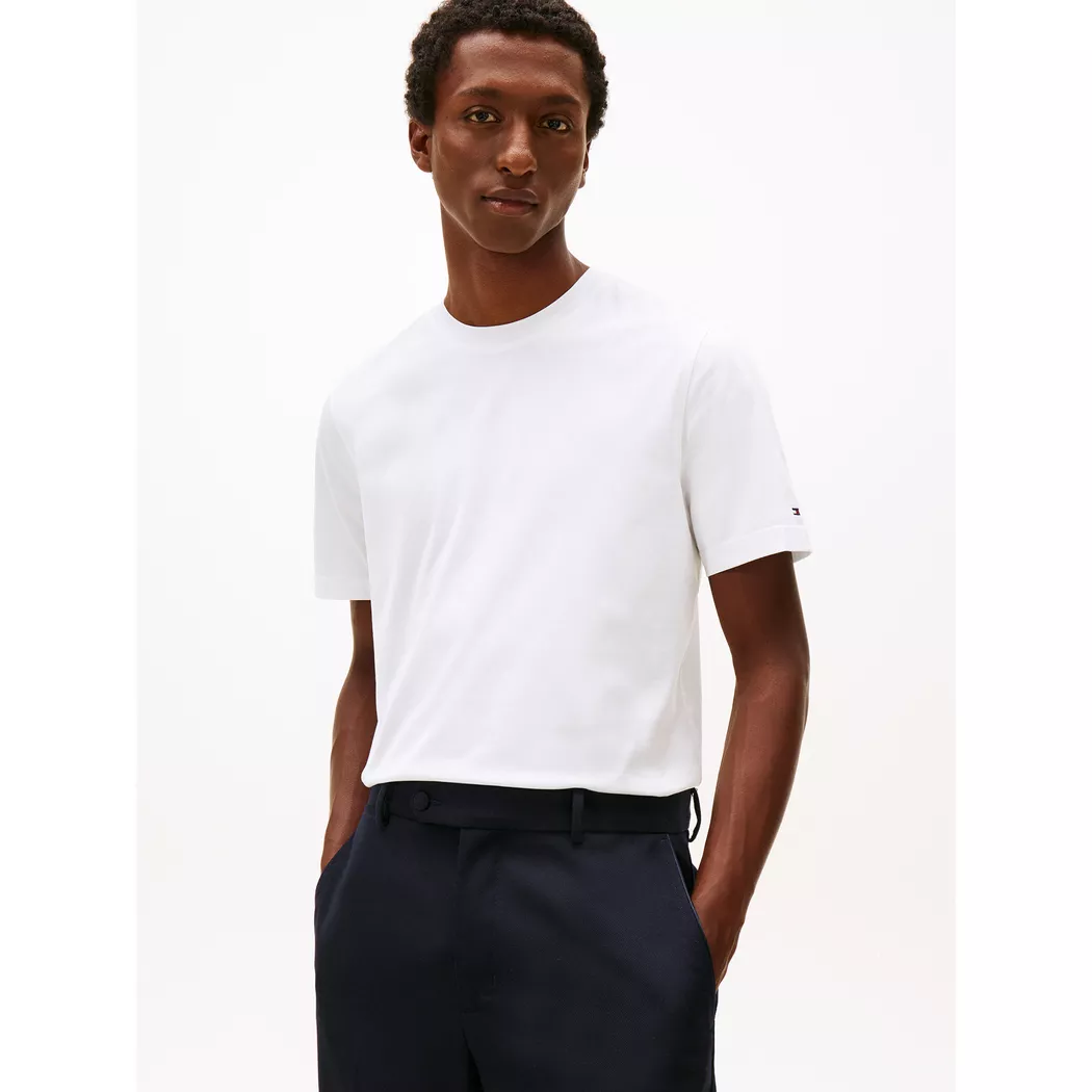 Tommy Hilfiger pour homme. MW0MW39249 T-shirt blanc à col en V (XL), Casuel, Coton, Manche courte