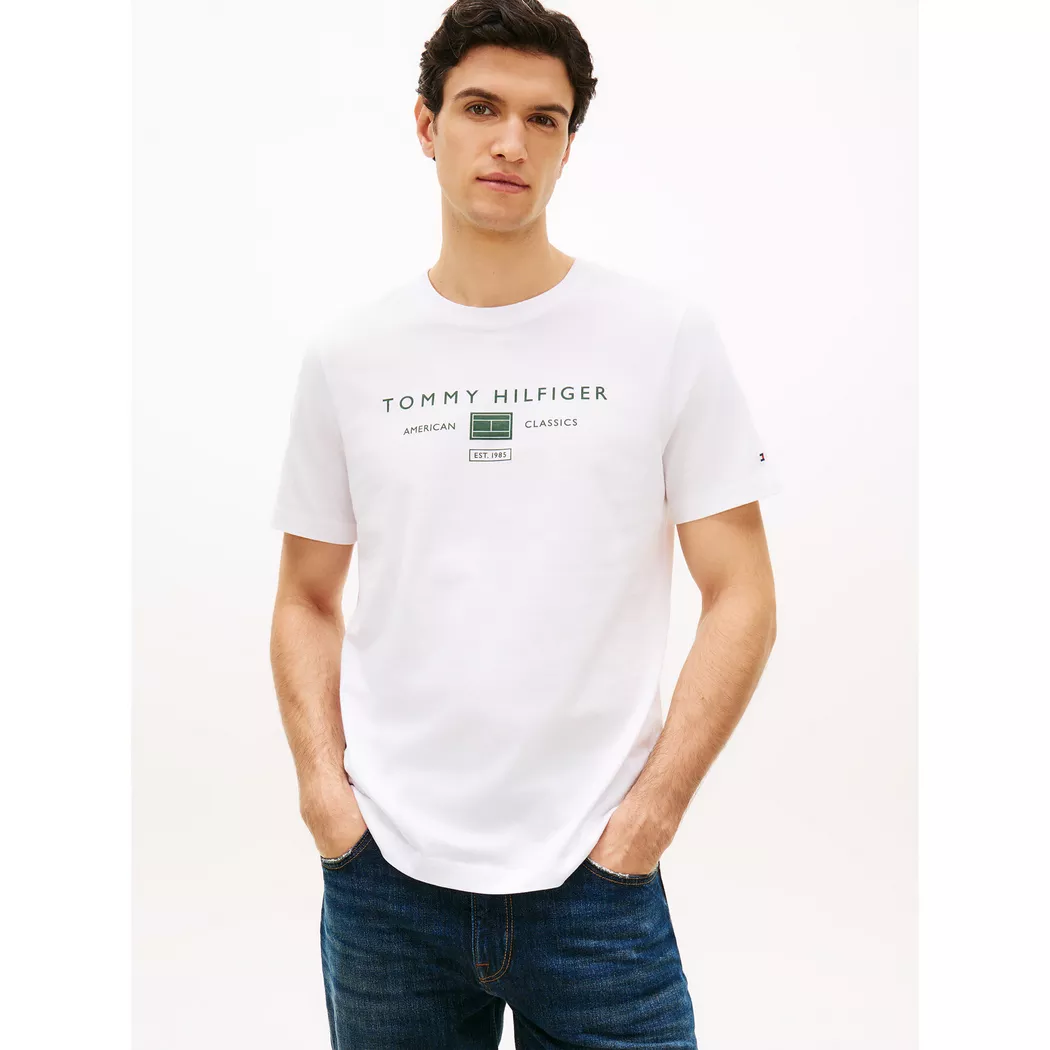 Tommy Hilfiger T-shirt à Manches Courtes Logo Snow White S Homme 5