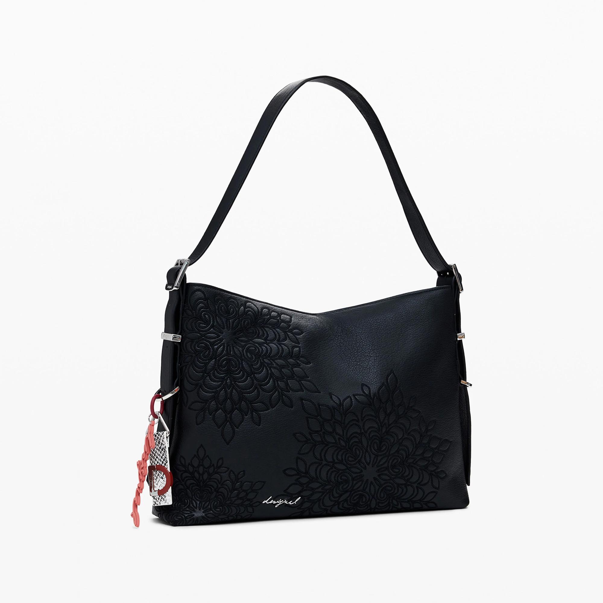 Desigual Schultertasche mit geprägtem Blumenmuster  