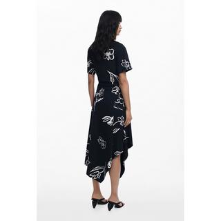 Desigual Abito Midi Maniche Corte Stampa Floreale  