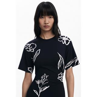 Desigual Abito Midi Maniche Corte Stampa Floreale  