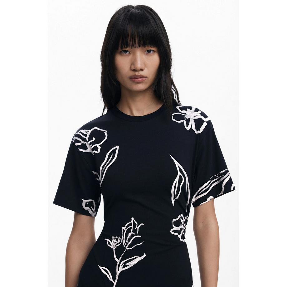 Desigual Blumenmuster Kurzarm Midikleid  