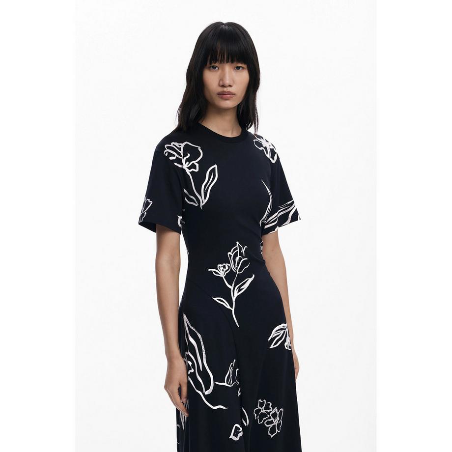 Desigual Blumenmuster Kurzarm Midikleid  