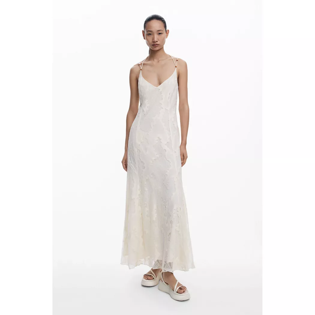 Desigual Robe à bretelles brodées branches WHITE M female 4