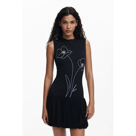 Desigual Vestito Mini Floreale Senza Maniche Linea A  