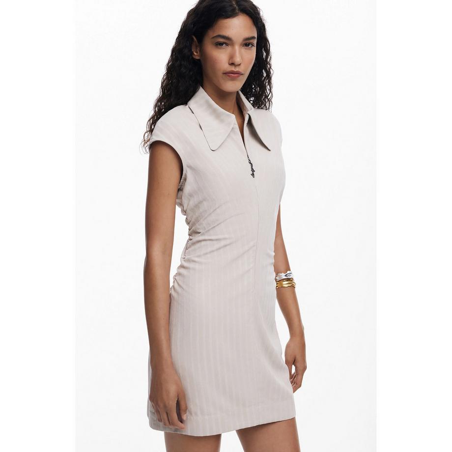 Desigual Nadelstreifen Mini Kleid mit Polokragen  