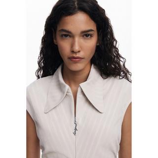 Desigual Vestito Mini Gessato con Collo Polo  