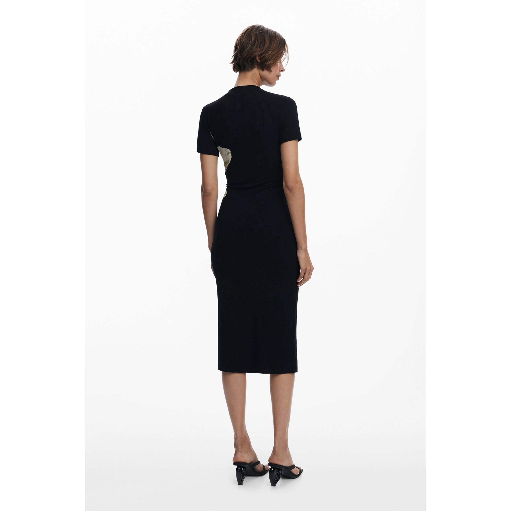 Desigual Geripptes Kurzarmkleid mit Blumendruck  