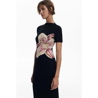 Desigual Geripptes Kurzarmkleid mit Blumendruck  