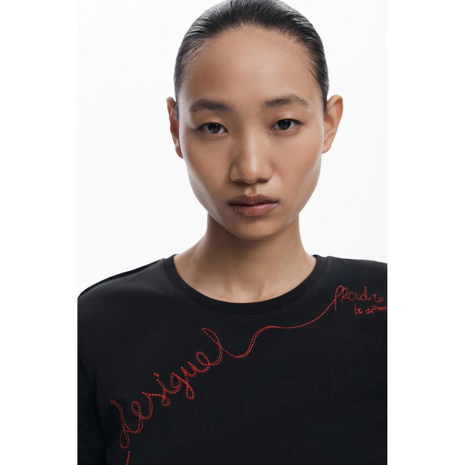 Desigual T-shirt con scritta ricamata  
