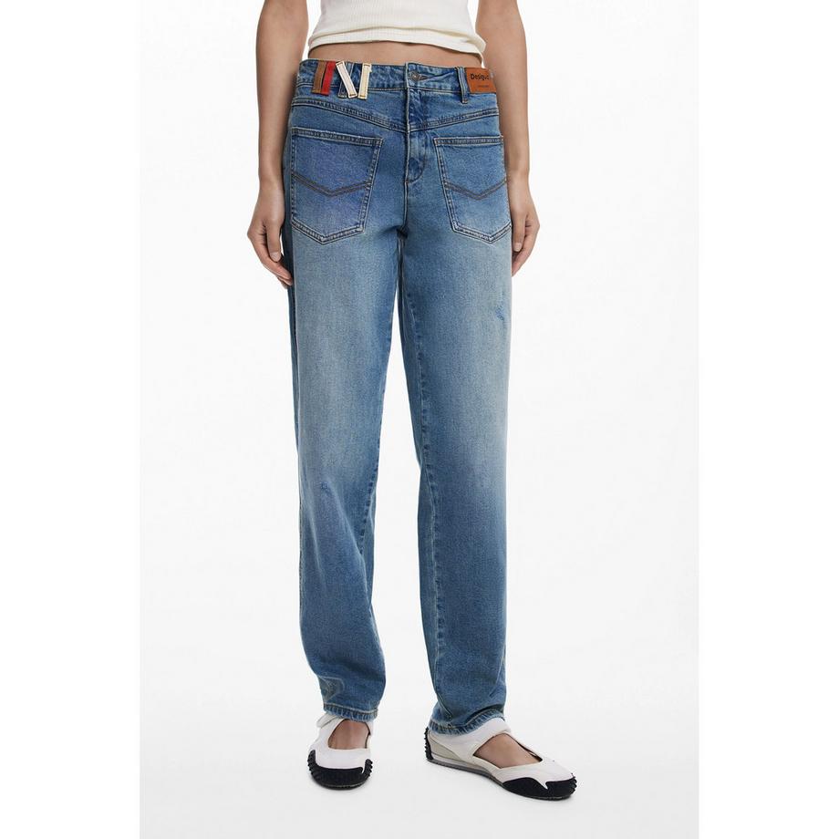 Desigual Boyfriend Fit Straight Leg Jeans  