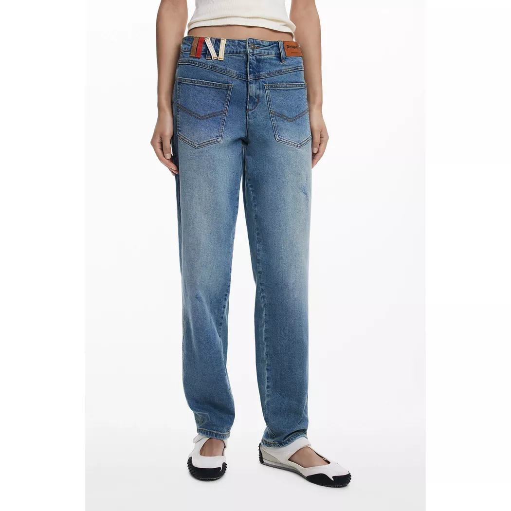 Desigual Pantalon en jean patchwork BLUE 44 female 10