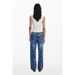 Desigual Jeans Dritto Ricamato Margherite  