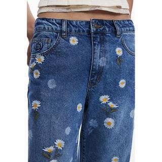 Desigual Jeans Dritto Ricamato Margherite  