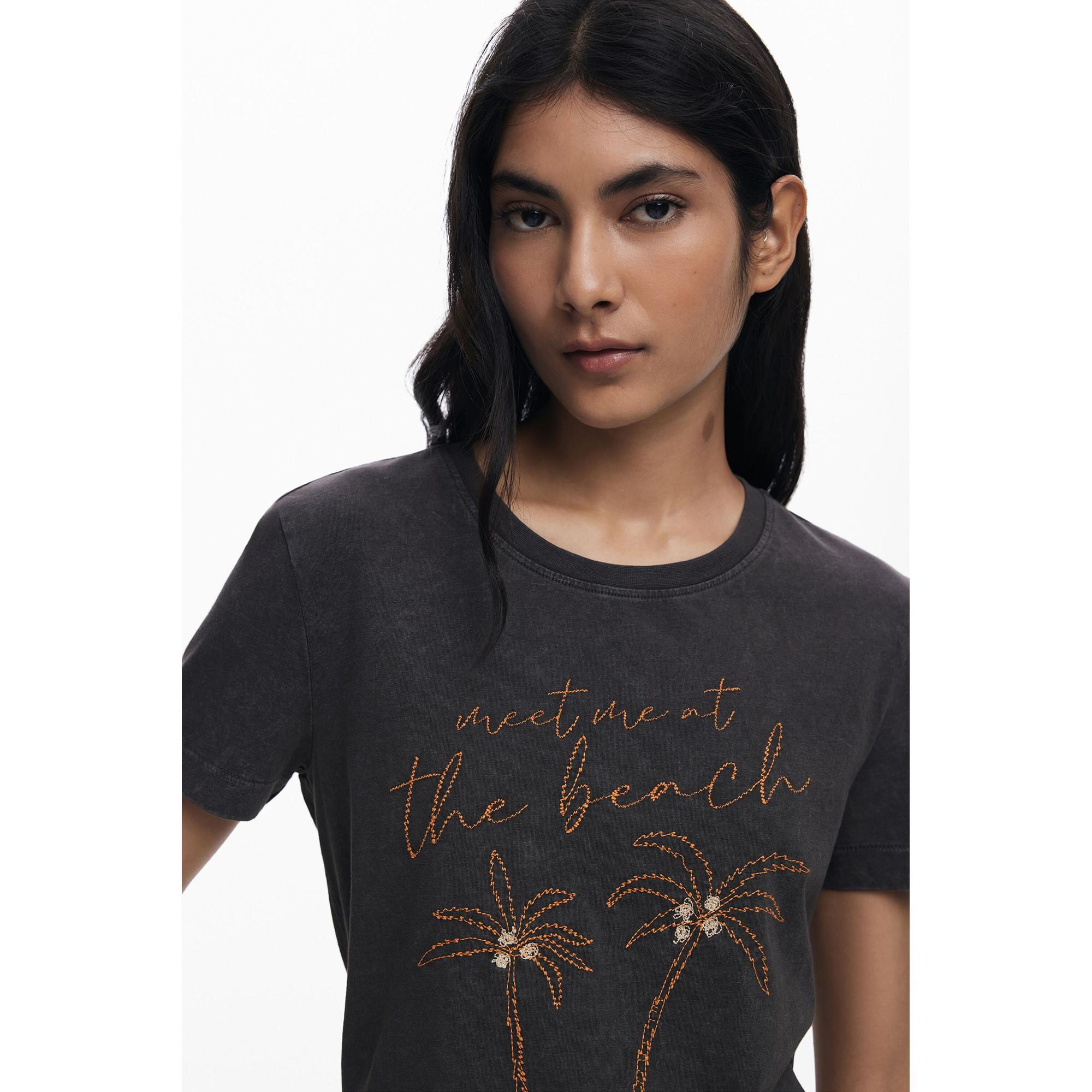 Desigual T-Shirt Broderie Palmier  