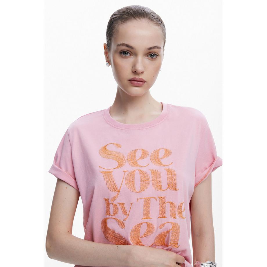Desigual T-shirt Imprimé Slogan  