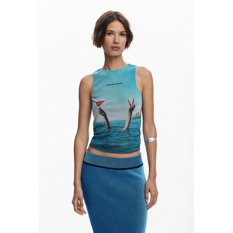 Desigual Canotta Stampa Grafica Senza Maniche  