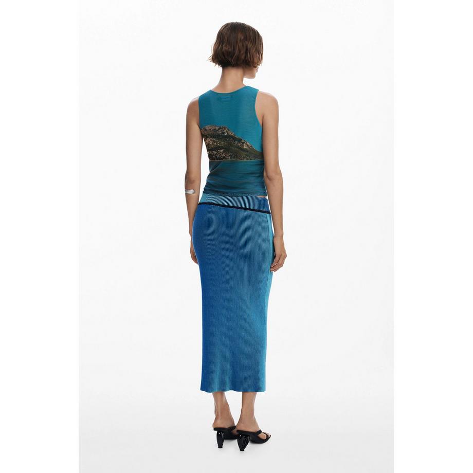 Desigual T-shirt senza maniche con stampa grafica  