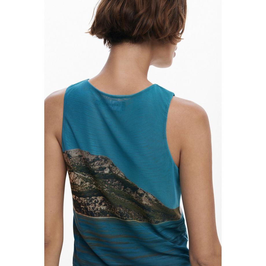Desigual T-shirt senza maniche con stampa grafica  