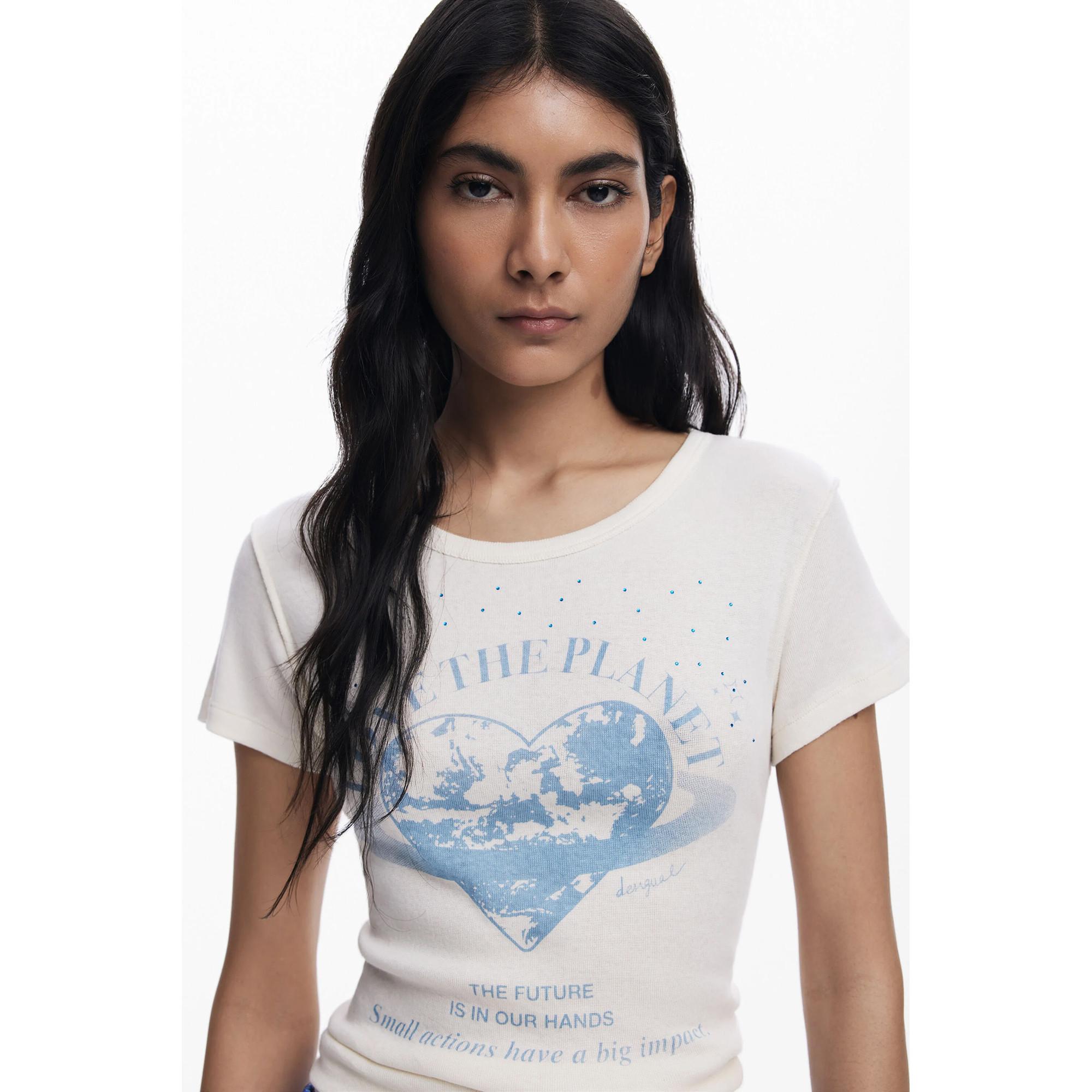 Desigual T-shirt Slim Fit con Stampa Grafica Pianeta  