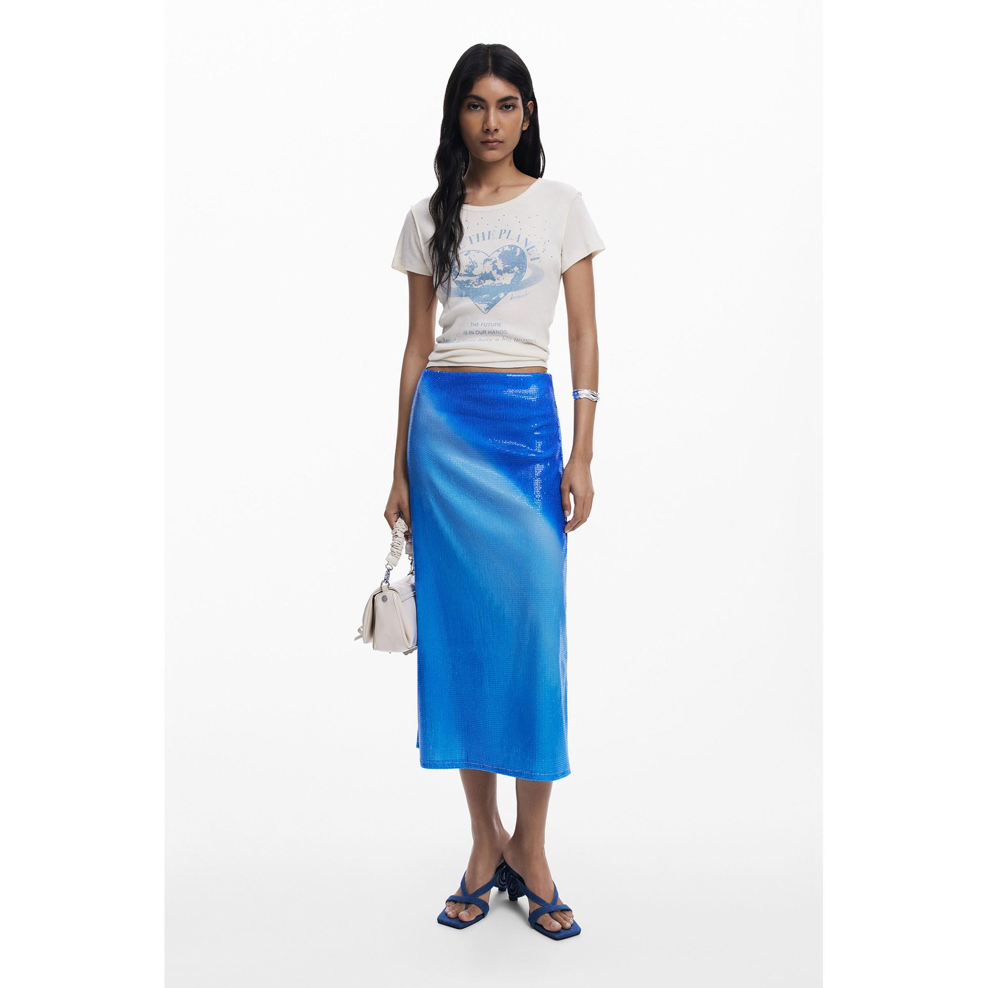 Desigual T-shirt Slim Fit con Stampa Grafica Pianeta  