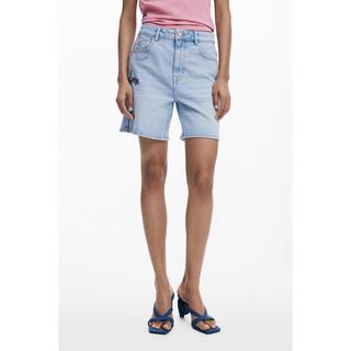 Desigual Short Bermuda en Denim avec Broderie Florale  