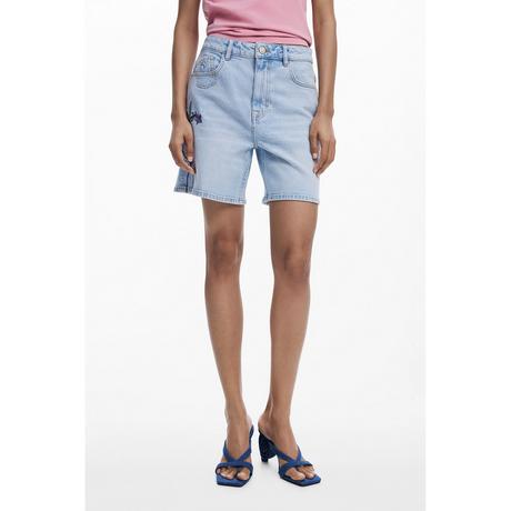 Desigual Short Bermuda en Denim avec Broderie Florale  