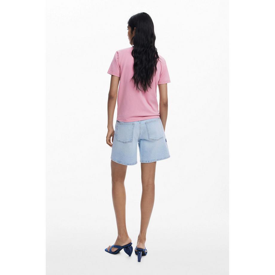 Desigual Short Bermuda en Denim avec Broderie Florale  