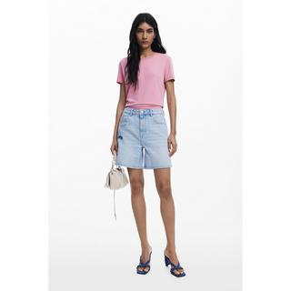 Desigual Short Bermuda en Denim avec Broderie Florale  