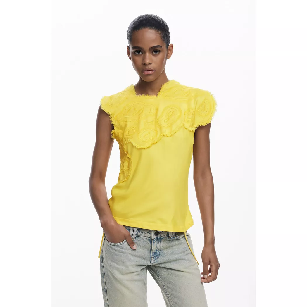 Desigual Blouse brodée YELLOW M female