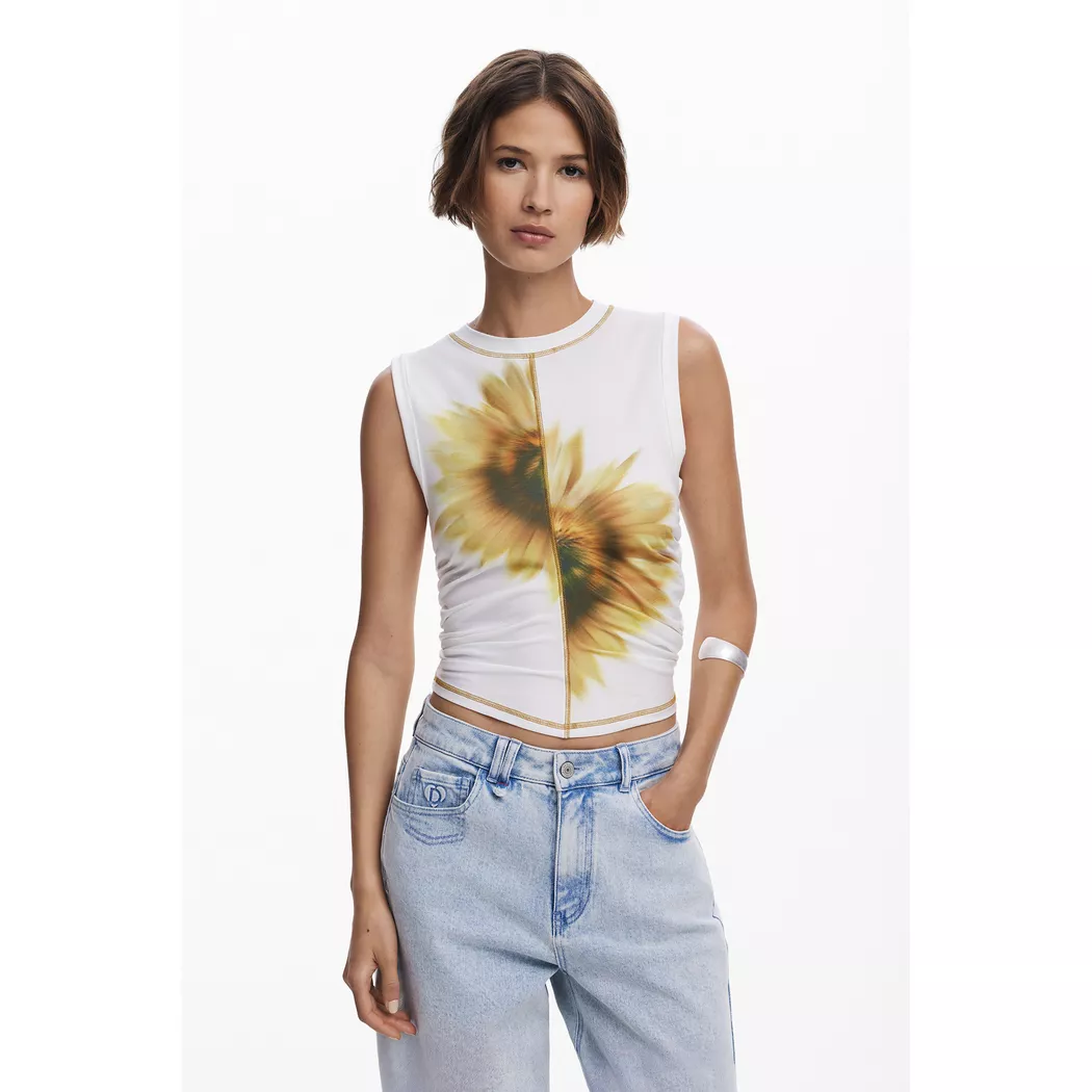Desigual T-shirt hibiscus WHITE XL female
