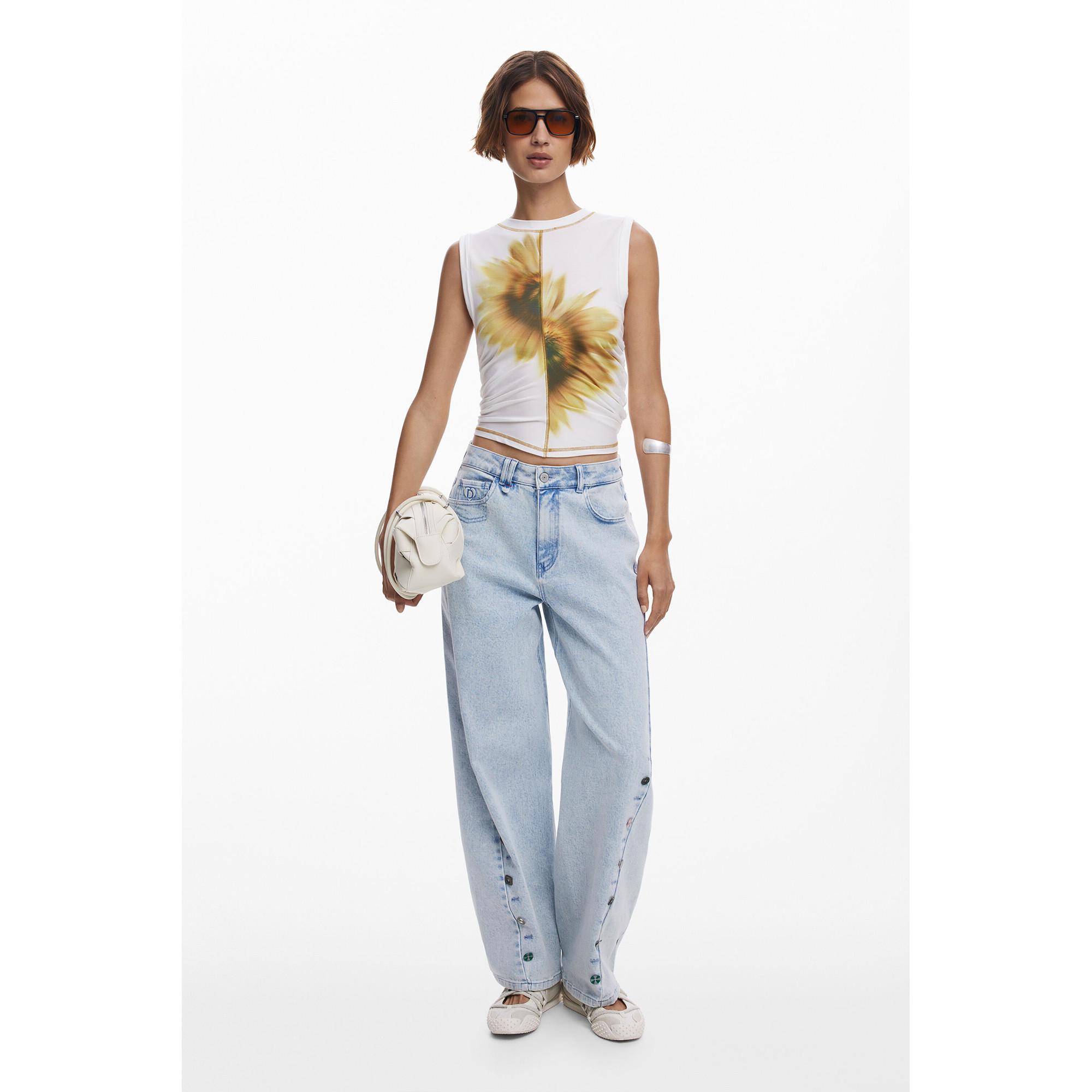 Desigual T-shirt sans manches imprimé tournesol  