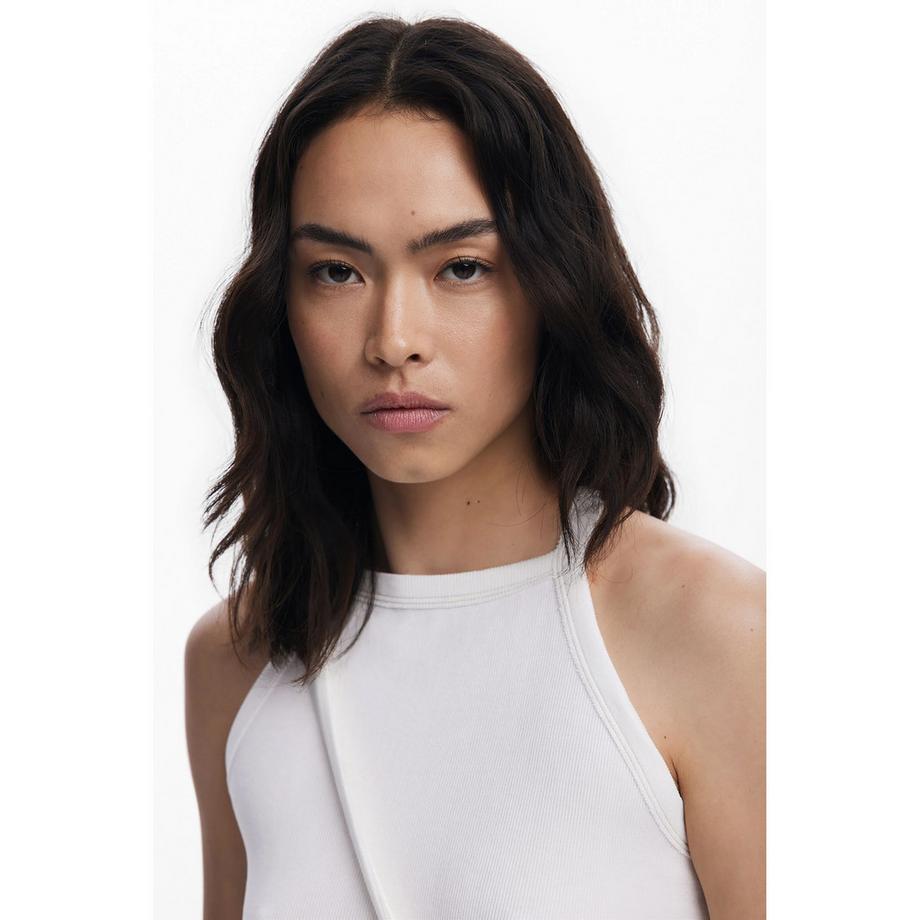 Desigual T-shirt côtelé sans manches avec boutons-pression  