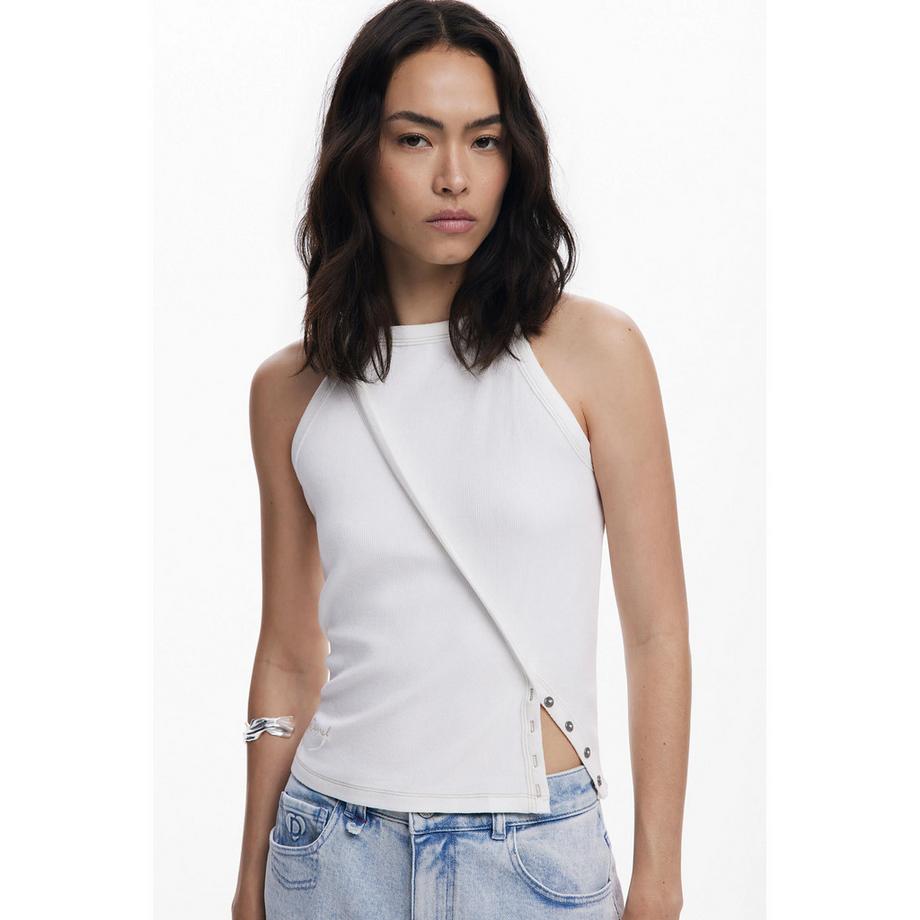 Desigual T-shirt côtelé sans manches avec boutons-pression  