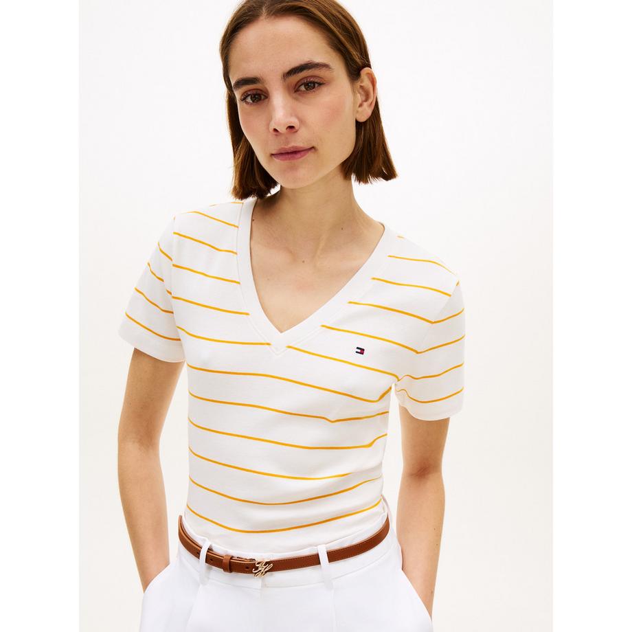 TOMMY HILFIGER T-shirt Scollo a V Maniche Corte Slim Fit  