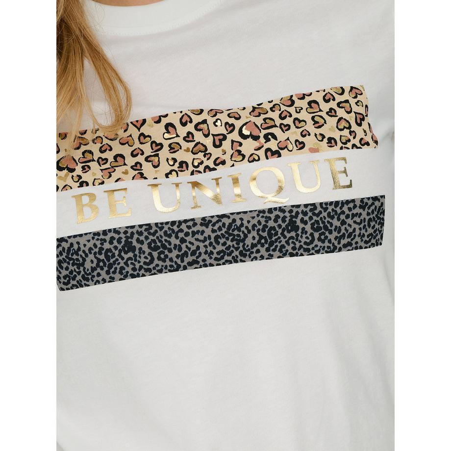 ONLY T-Shirt Stampa Leopardata Cuore  