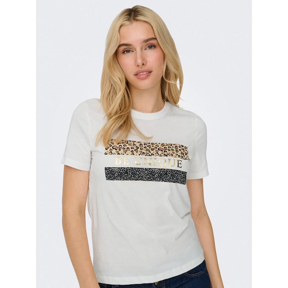 ONLY T-Shirt Stampa Leopardata Cuore  