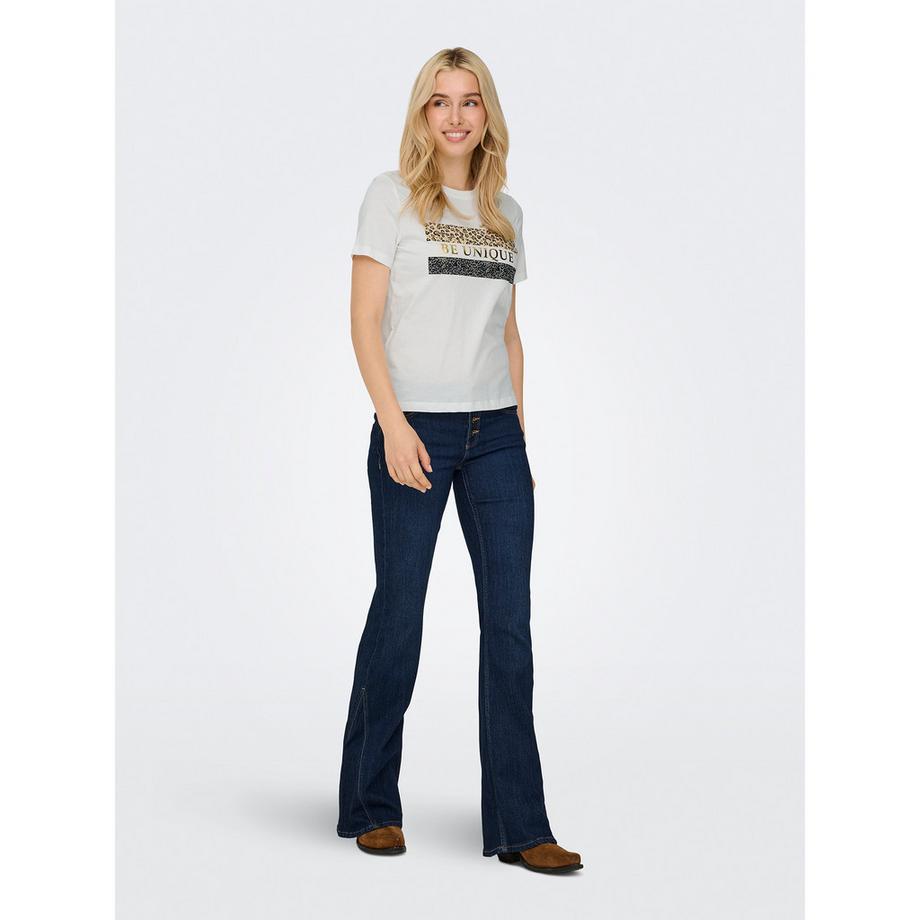 ONLY T-Shirt Stampa Leopardata Cuore  