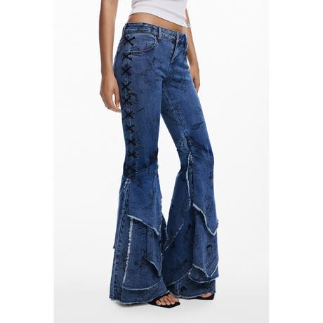 Desigual Denim Shorts mit ausgefransten Rüschen  