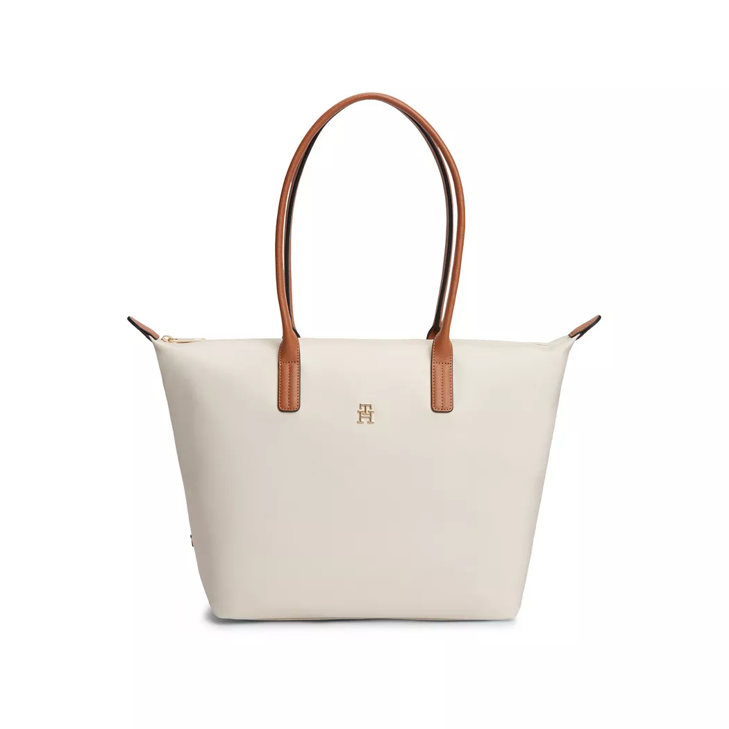 Tommy Hilfiger pour femme. AW0AW17711 Sac fourre-tout beige avec logo (OSFA), Casuel, Durable, Nylon recyclé