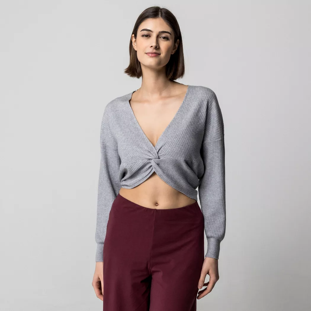 Manor Woman - Pyjama Oberteil, für Damen, Grau Melange, Größe XL