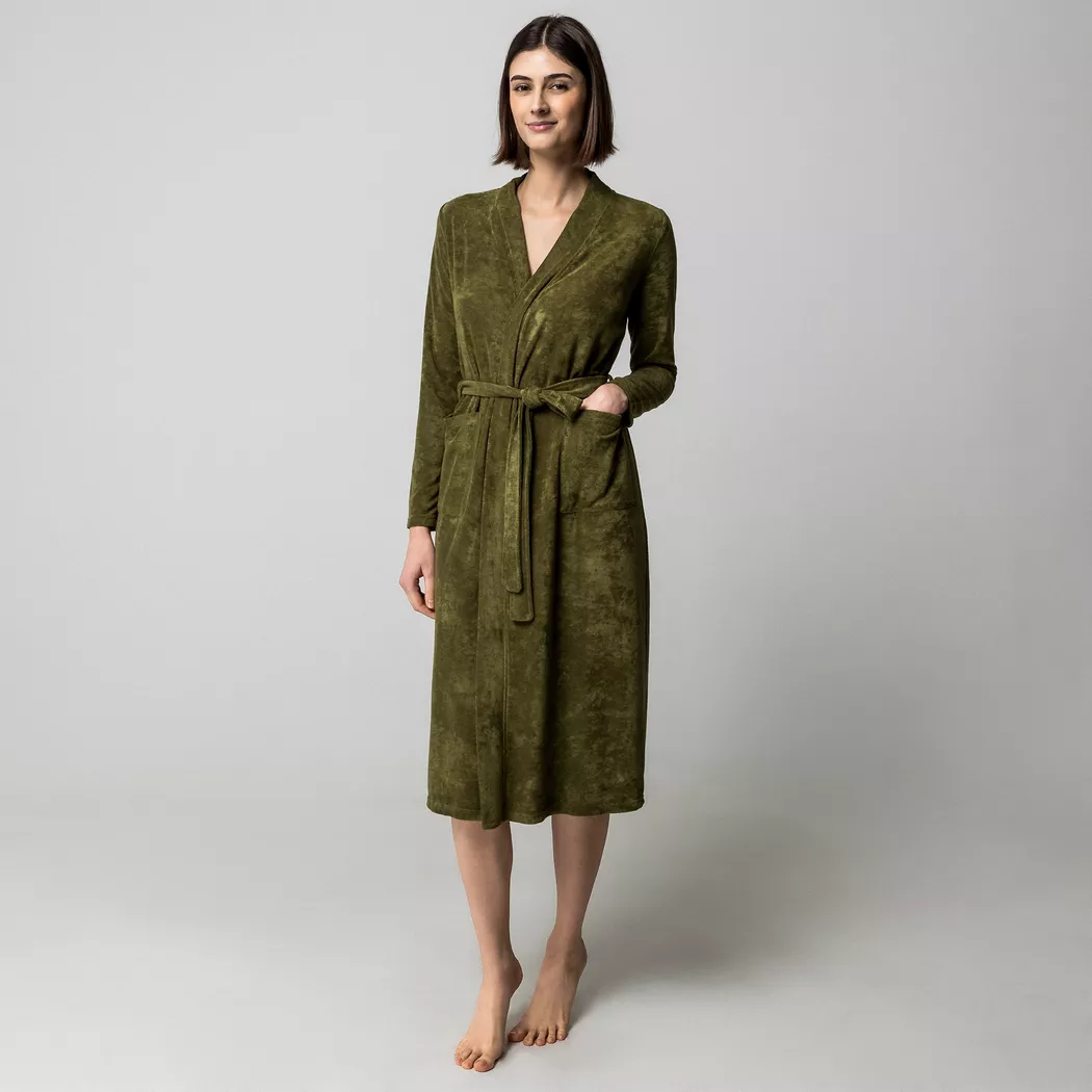 Manor Woman - Bademantel, für Damen, Olivegrün, Größe S