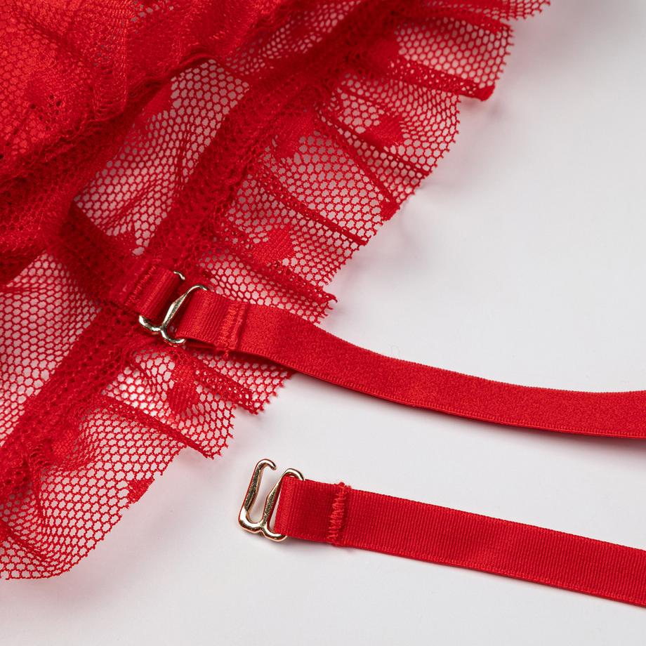 Manor Woman Perizoma Reggicalze Ricamato a Cuore in Pizzo  