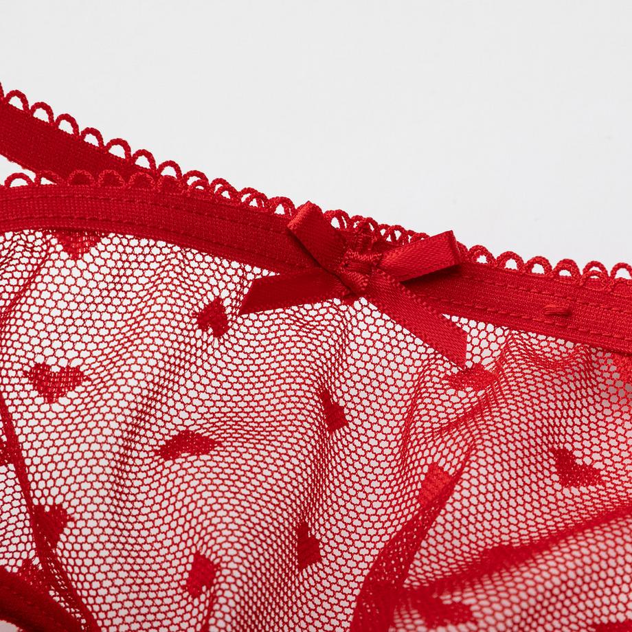 Manor Woman Perizoma Reggicalze Ricamato a Cuore in Pizzo  